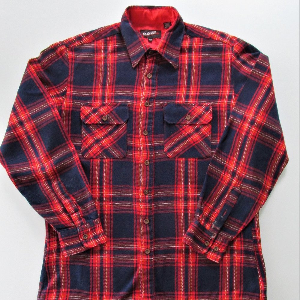 Vintage Rugged Men's Acrylic Flannel Shirt Size Large